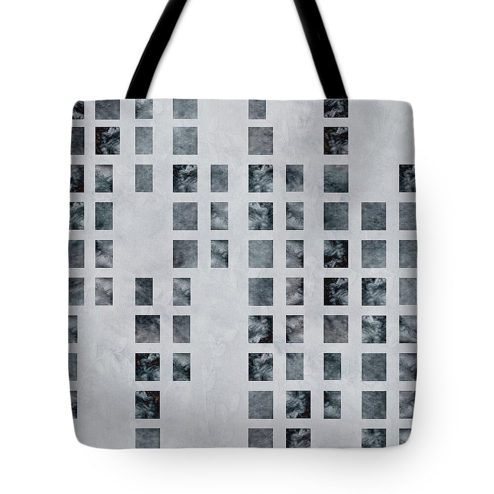 Contemporary Tote Bag featuring the digital art Moody Blues Data Pattern by Sand And Chi