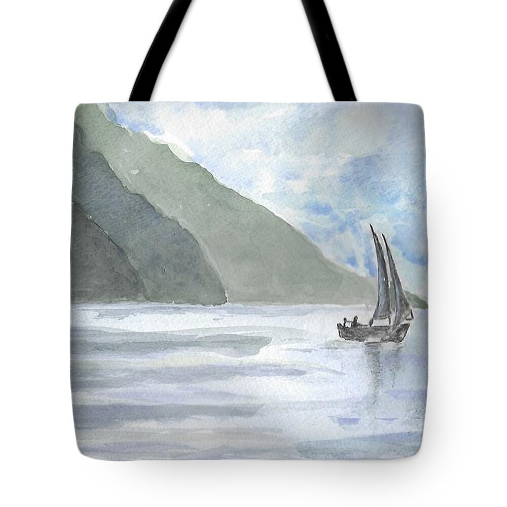 Lake Tote Bag featuring the painting Moody Lake by Claudette Carlton