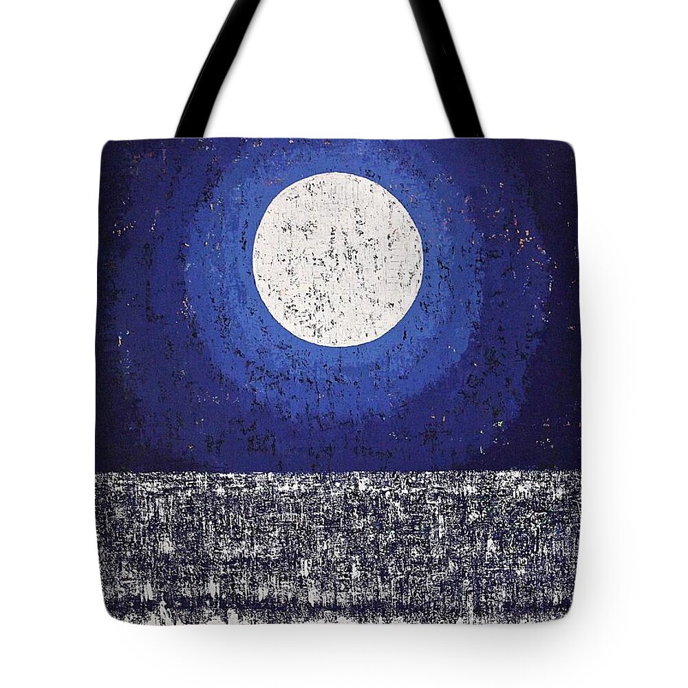 Moon Tote Bag featuring the painting Moonbathing original painting by Sol Luckman