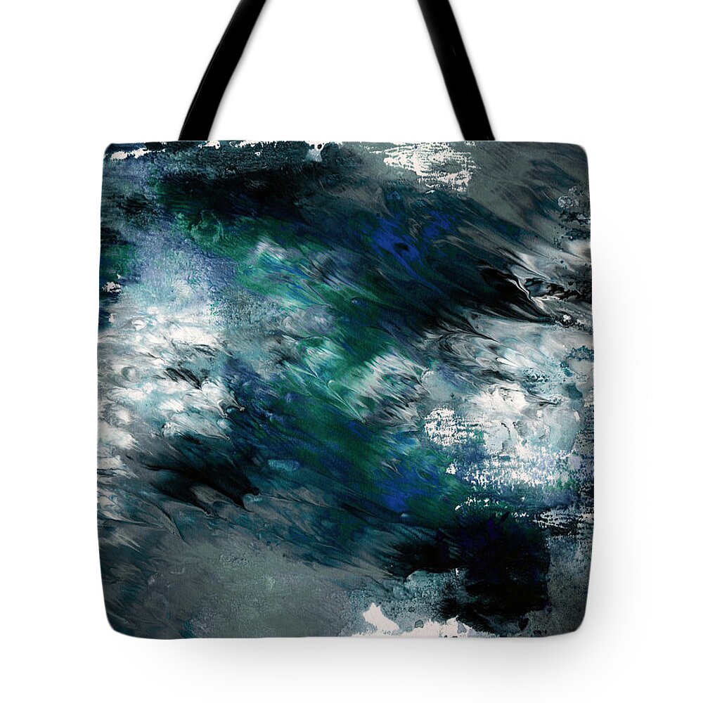 Abstract Tote Bag featuring the painting Moonlight Ocean- Abstract Art by Linda Woods by Linda Woods