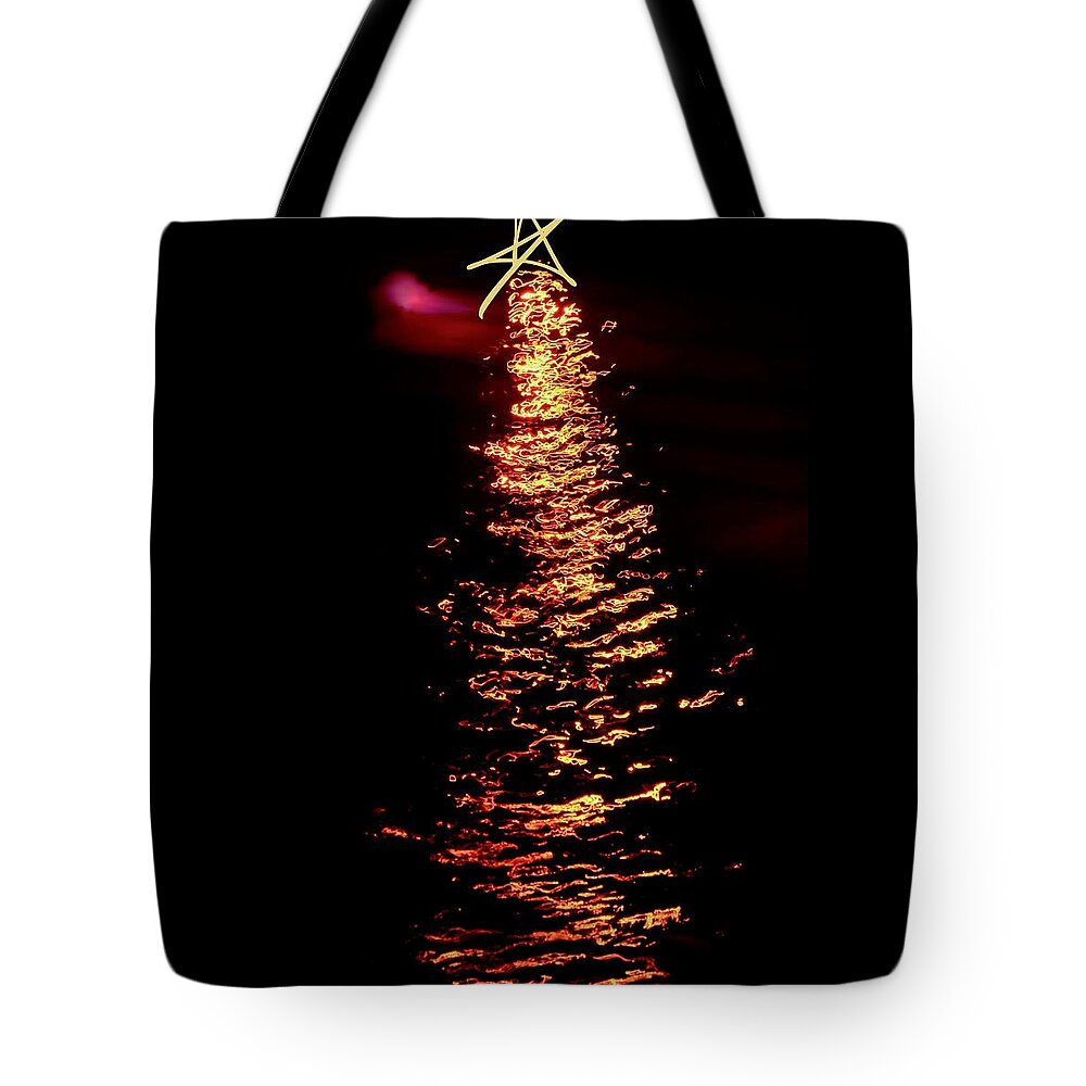 Christmas Tree Tote Bag featuring the photograph Moonlit Big Star Reflection by Debra Grace Addison