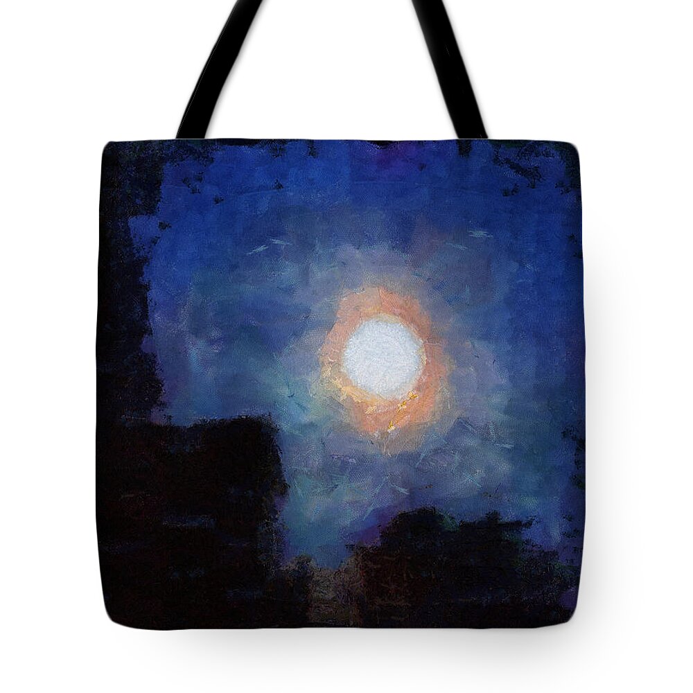 Moon Tote Bag featuring the mixed media Moonscape by Christopher Reed