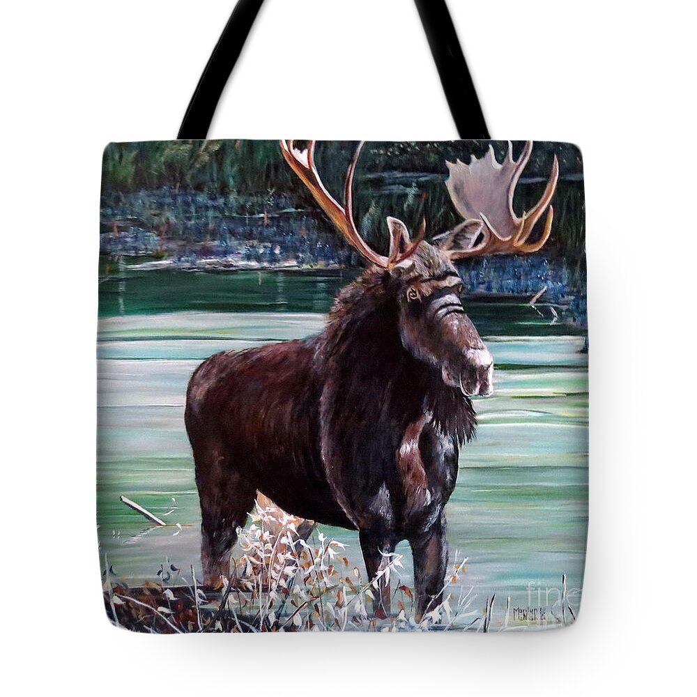 Moose Tote Bag featuring the painting Moose County by Marilyn McNish
