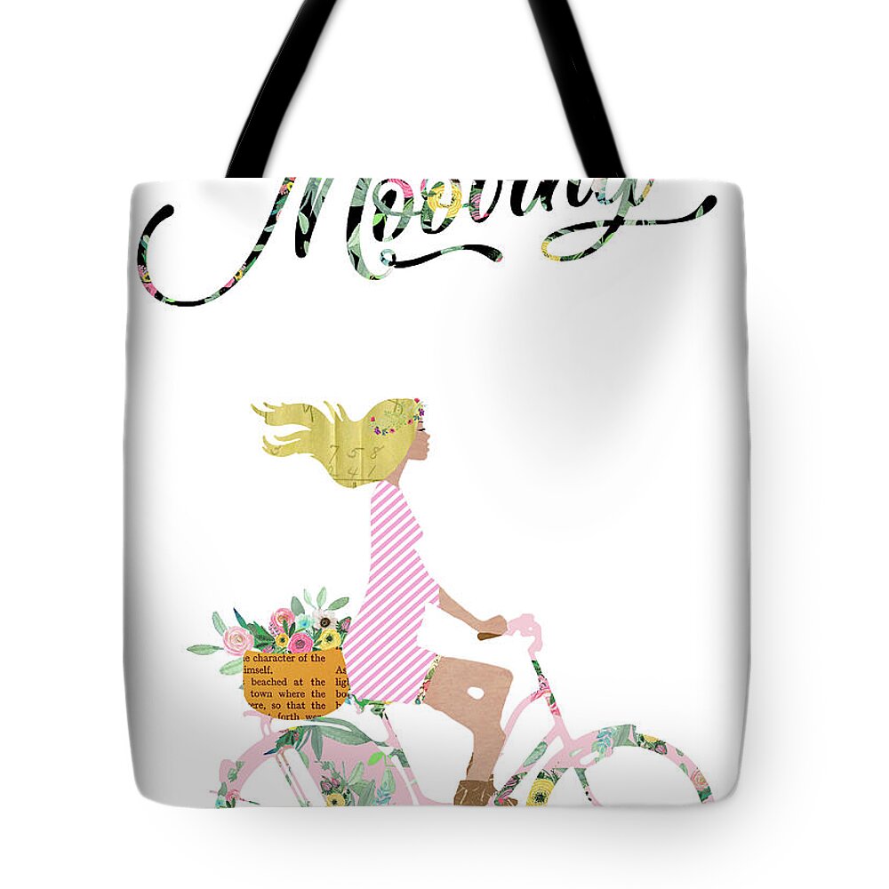 Mooving Tote Bag featuring the mixed media Mooving by Claudia Schoen