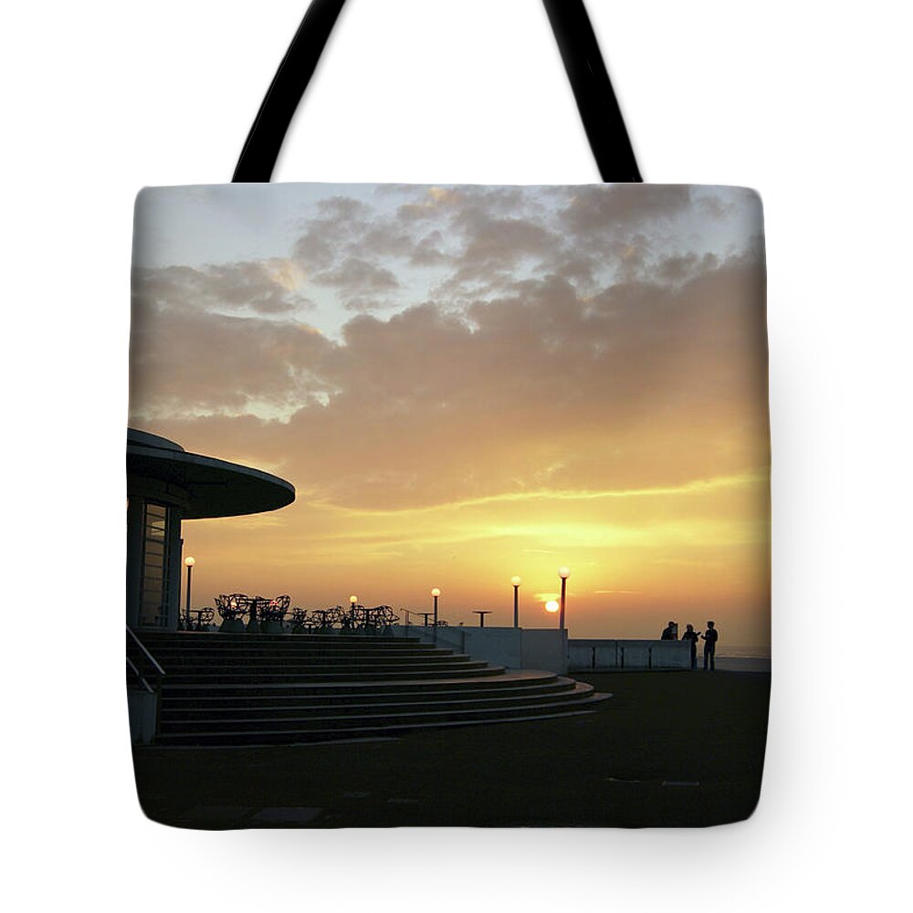 Morecambe. Morecambe Bay Tote Bag featuring the photograph MORECAMBE. Evening on the Bay by Lachlan Main