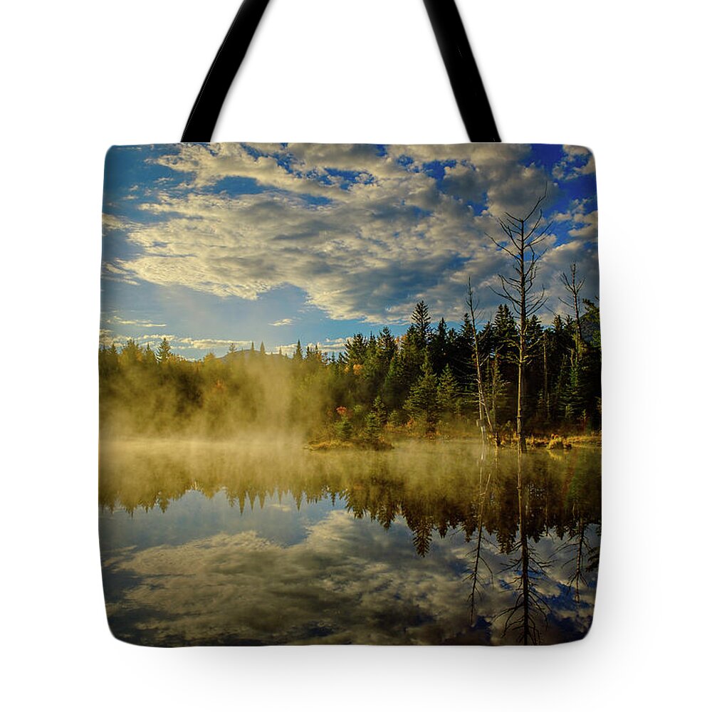 Prsri Tote Bag featuring the photograph Morning Mist, Wildlife Pond by Jeff Sinon