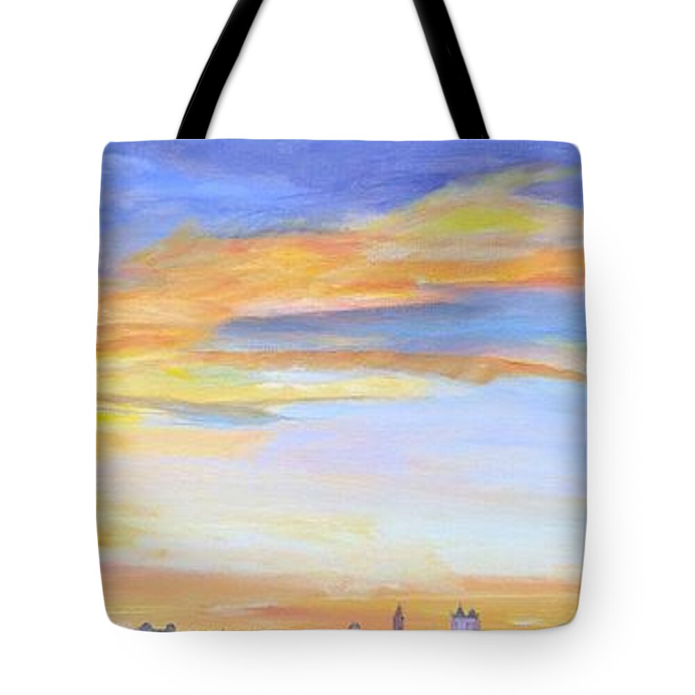 Sunset Tote Bag featuring the painting Mortal by Kate Conaboy