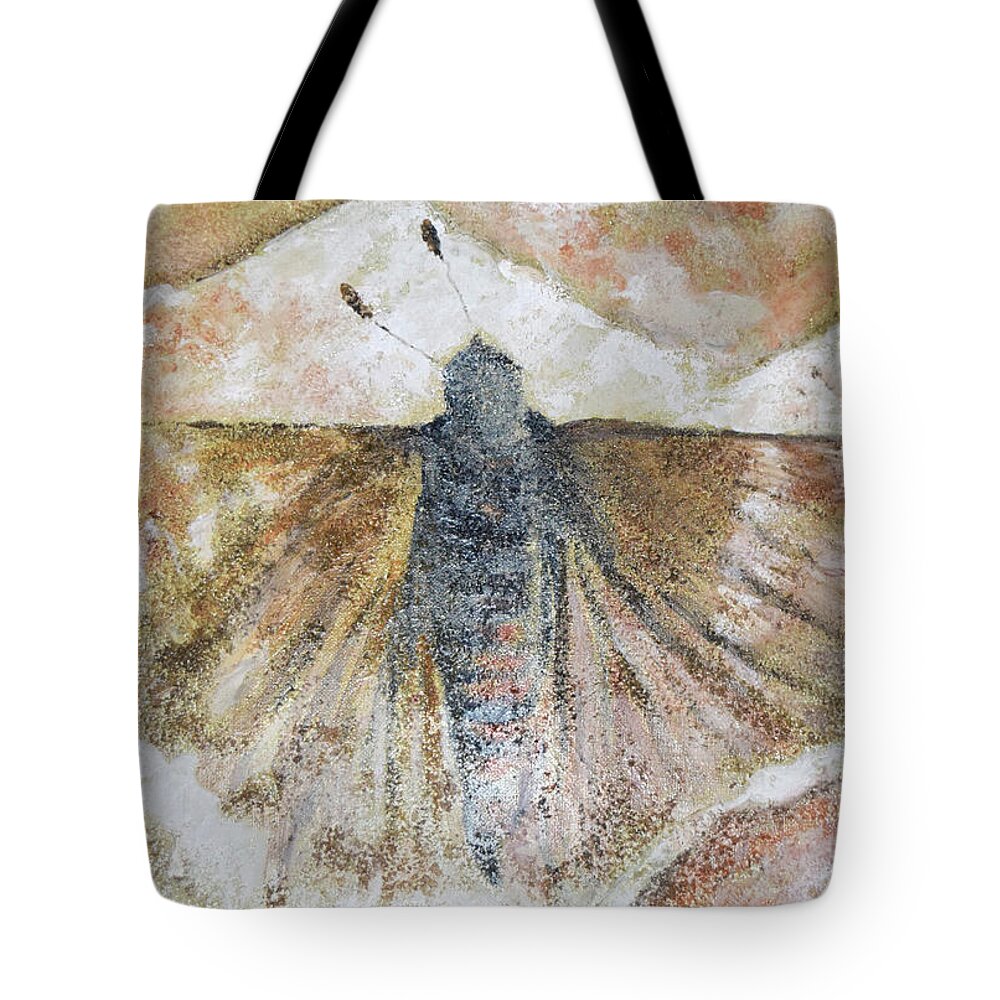 Fossils Tote Bag featuring the painting Moth Fossil by Toni Willey