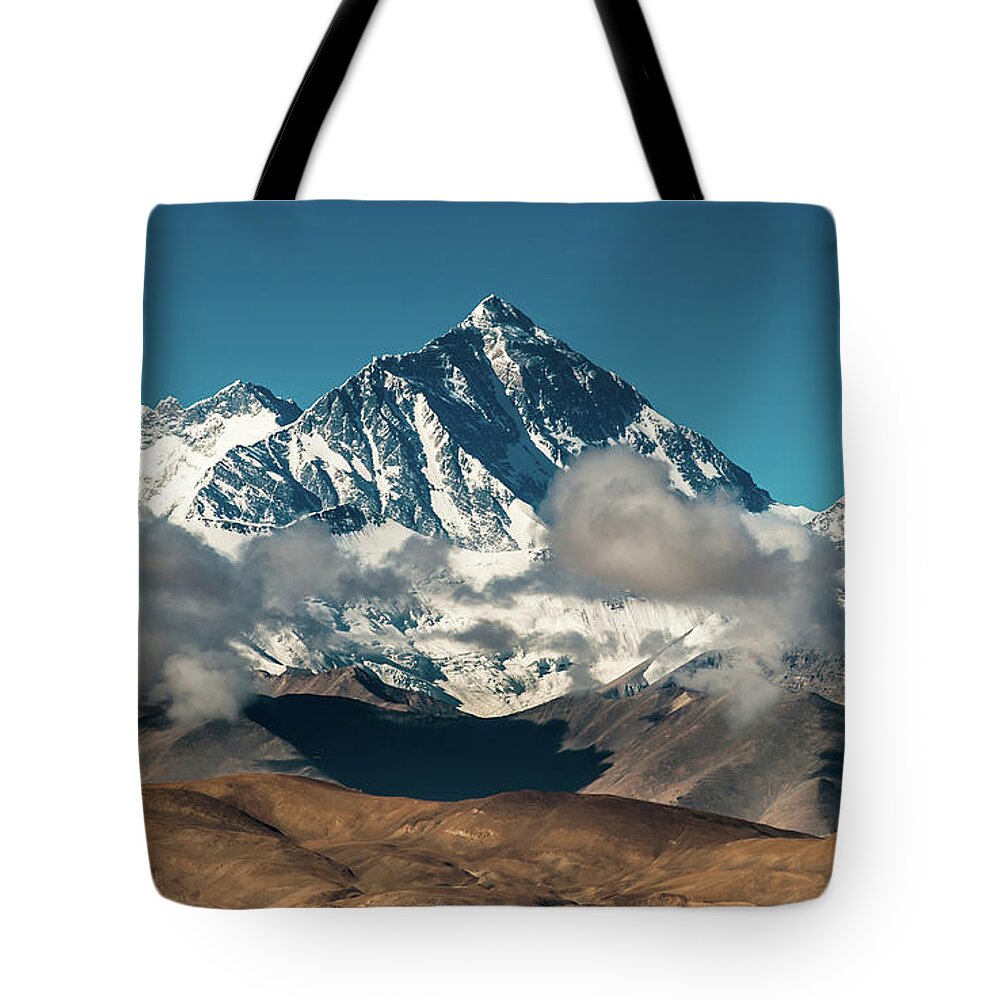 Snow Tote Bag featuring the photograph Mount Everest by Coolbiere Photograph