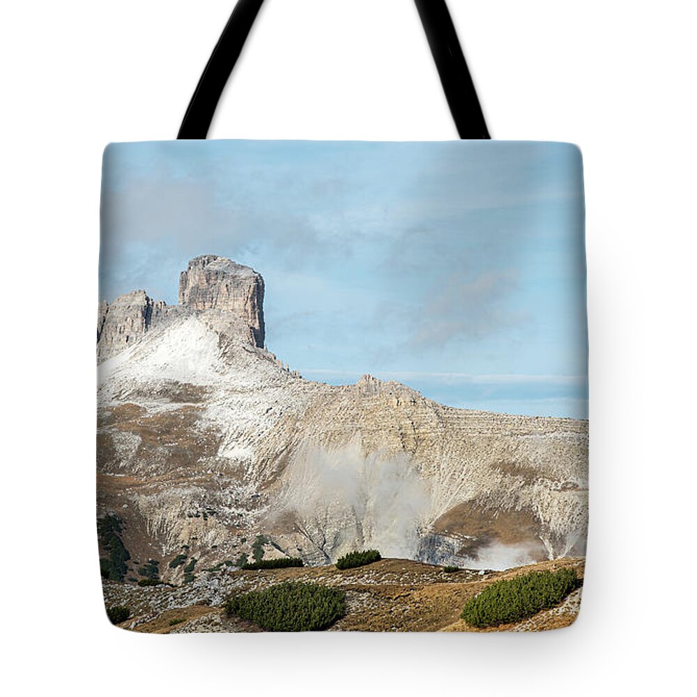 Dolomites Tote Bag featuring the photograph Mountain landscape of the picturesque Dolomites Torre dei Scarp by Michalakis Ppalis