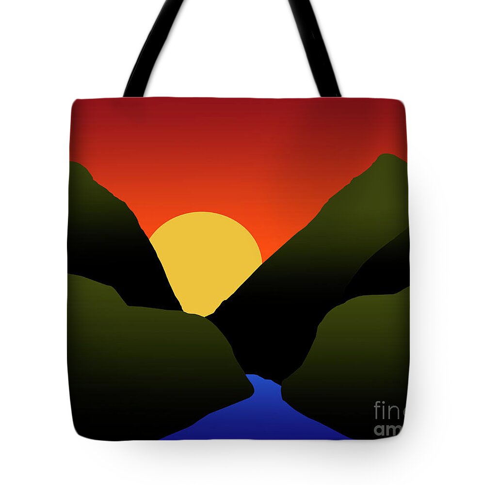 Mountains Tote Bag featuring the digital art Mountain Sunset by Kirt Tisdale