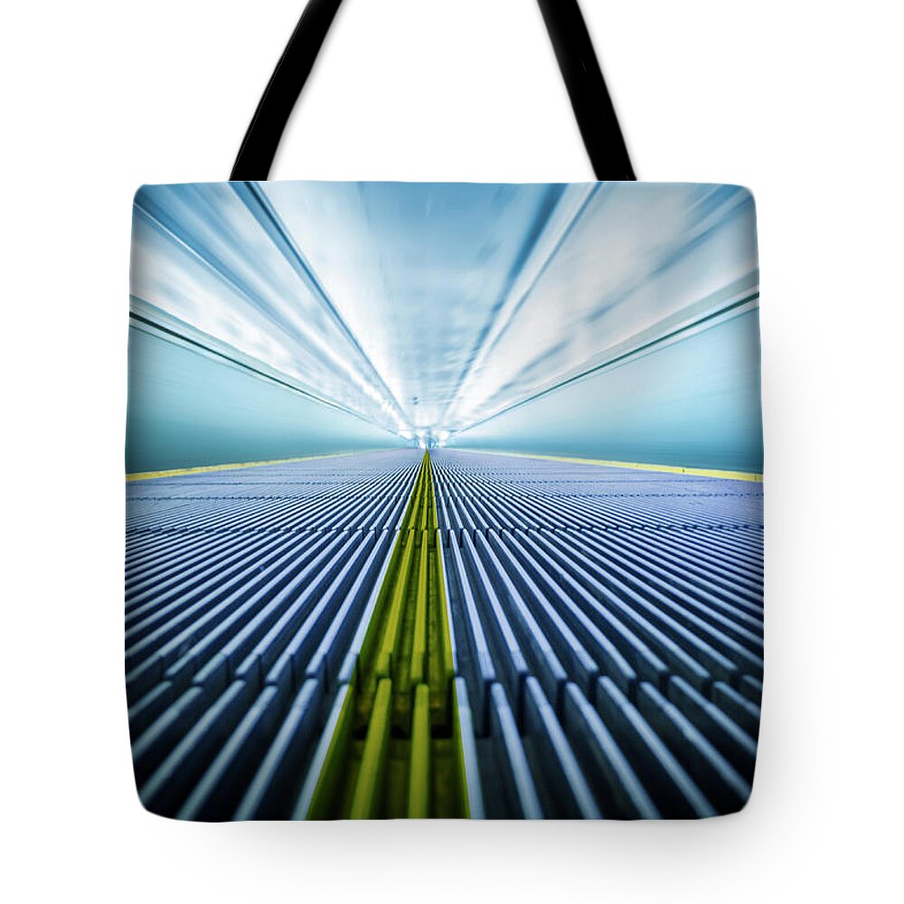 Ceiling Tote Bag featuring the photograph Moving Walkway At The Airport by Bjdlzx