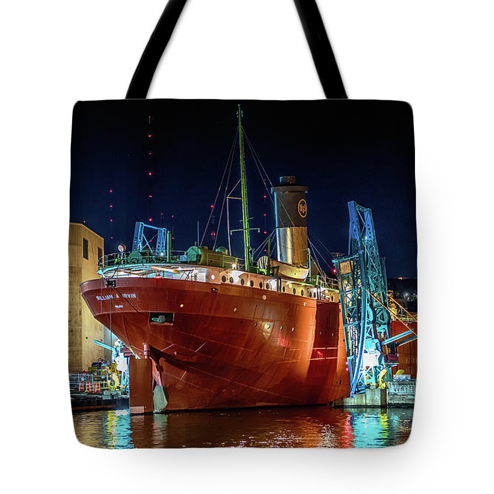 Ship Tote Bag featuring the photograph Moving William Irvin by Susan Rissi Tregoning
