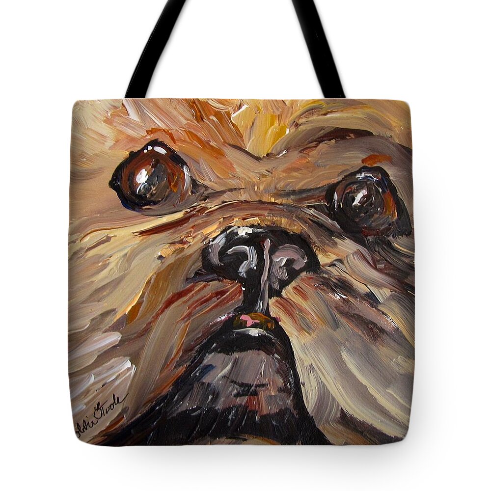 Dog Tote Bag featuring the painting Mr Fuzzy Face by Barbara O'Toole