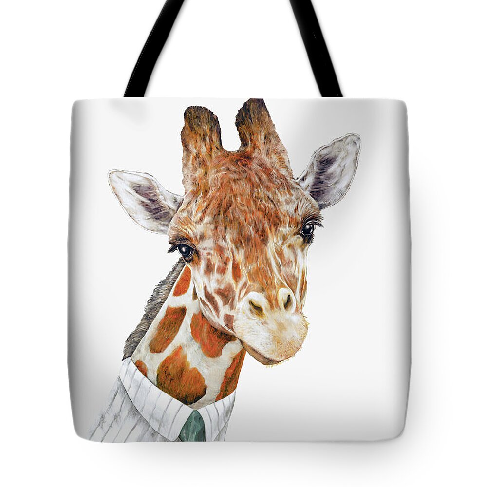 Giraffe Tote Bag featuring the painting Mr Giraffe by Animal Crew