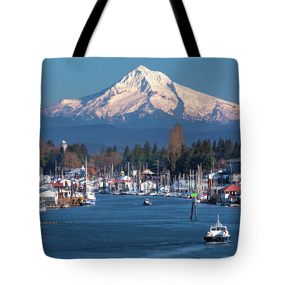 Mt. Tote Bag featuring the photograph Mt. Hood From Hayden Island by Patrick Campbell