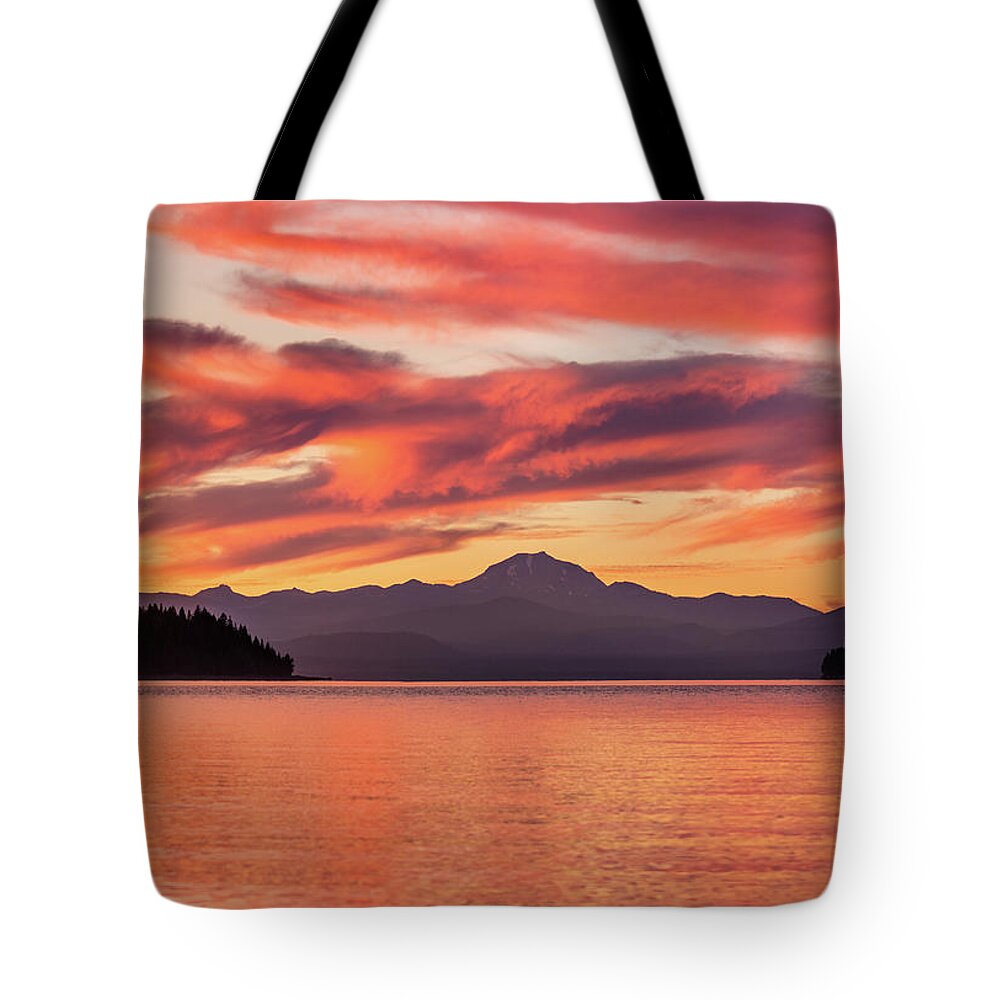 Lassen Tote Bag featuring the photograph Mt. Lassen and Lake Almanor by Randy Robbins