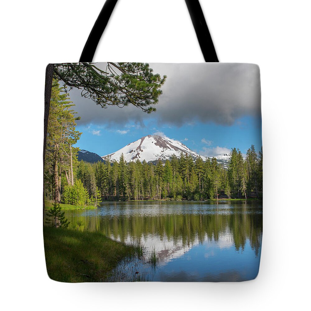 00571620 Tote Bag featuring the photograph Mt Lassen From Manzanita Lake, Lassen Volcanic National Park, California by Tim Fitzharris