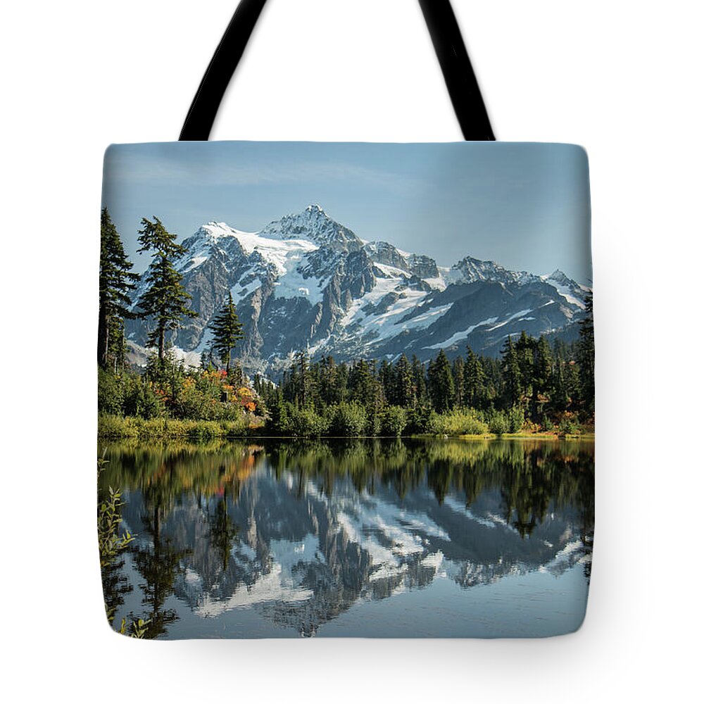 Mt. Shuksan Tote Bag featuring the photograph Mt. Shuksan in the Fall by E Faithe Lester