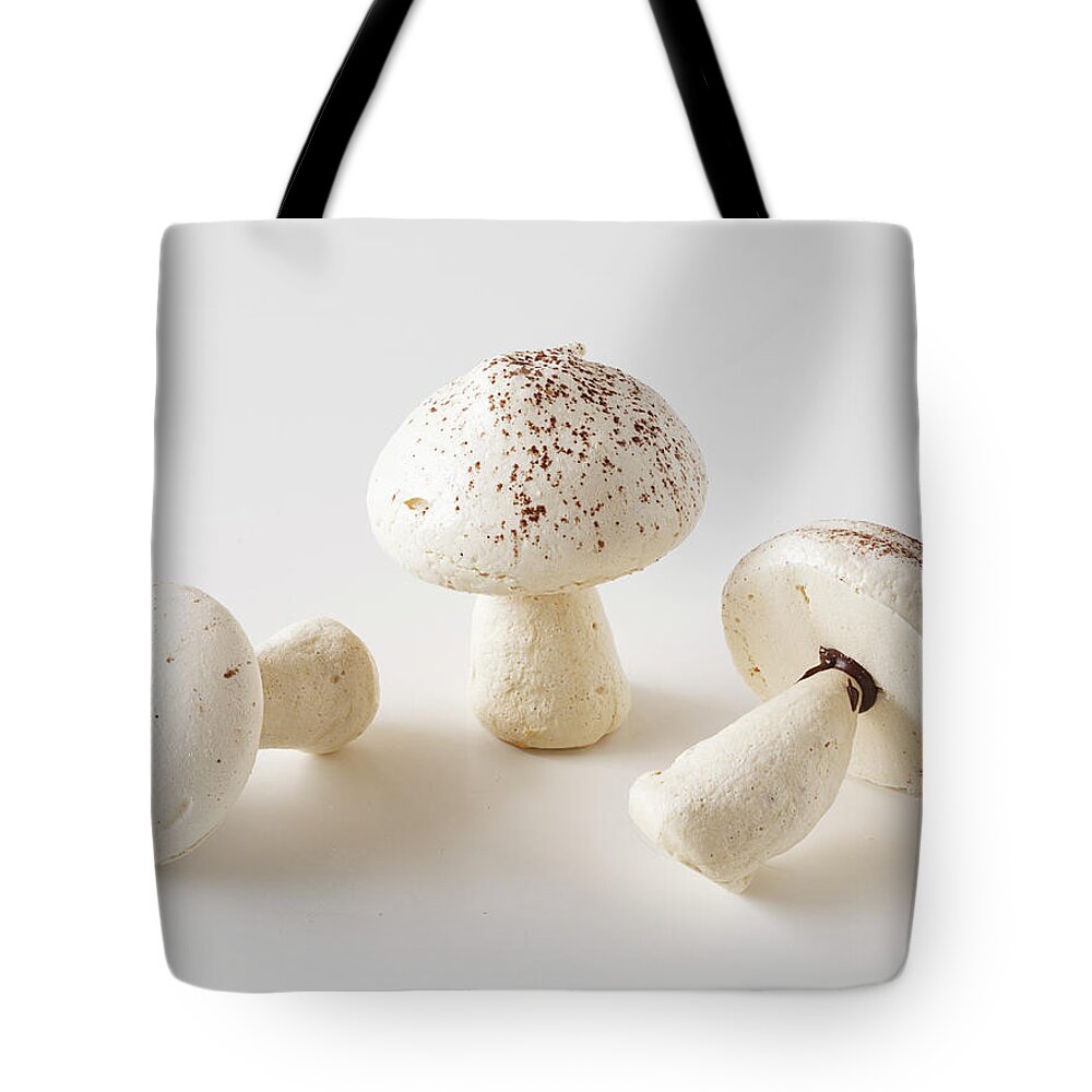 White Background Tote Bag featuring the photograph Mushrooms by Carin Krasner