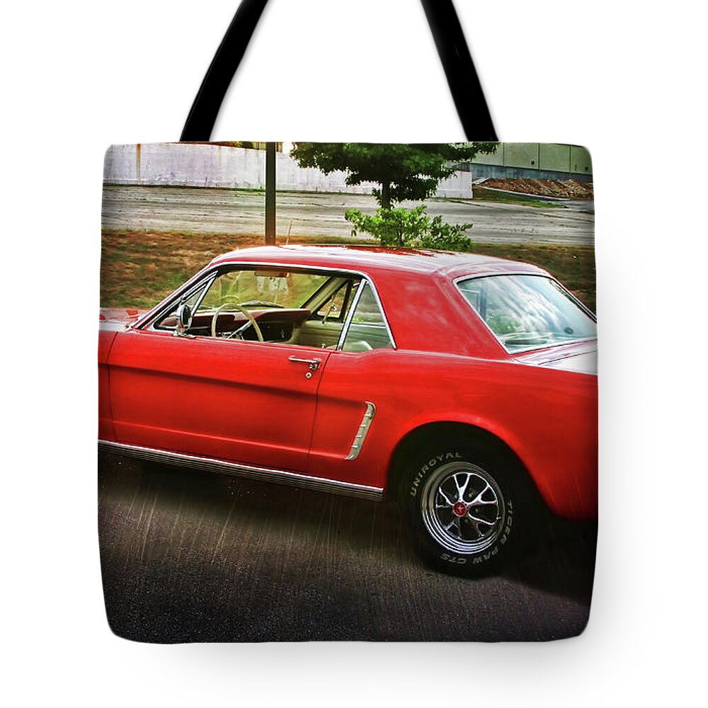 Car Tote Bag featuring the photograph Mustang by Joan Bertucci