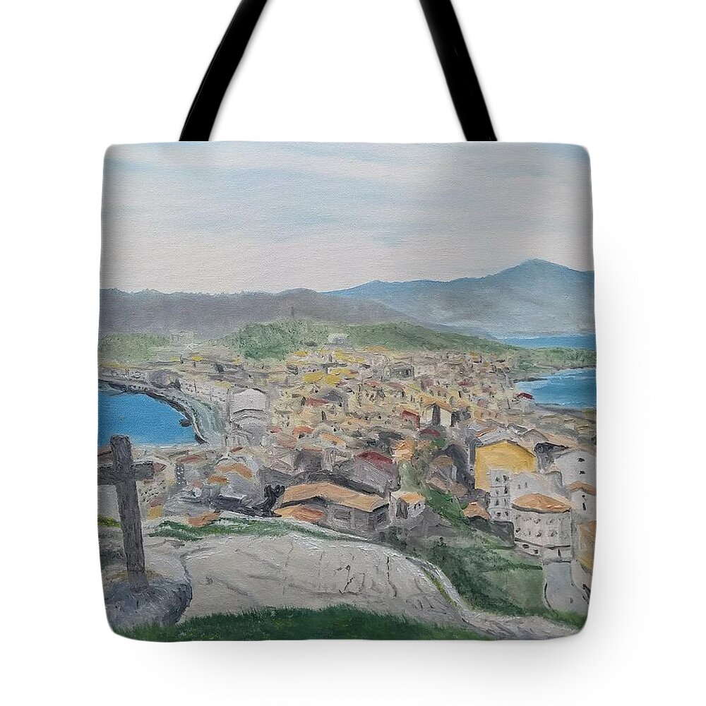 Muxia Tote Bag featuring the painting Muxia by Kevin Daly