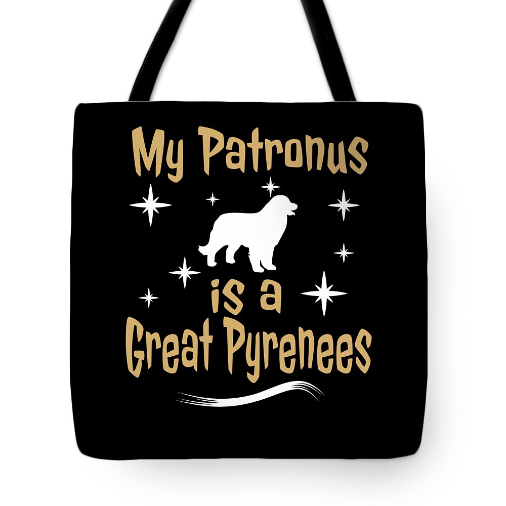 Great-pyrenees Tote Bag featuring the digital art My Patronus Is A Great Pyrenees Dog by Dusan Vrdelja