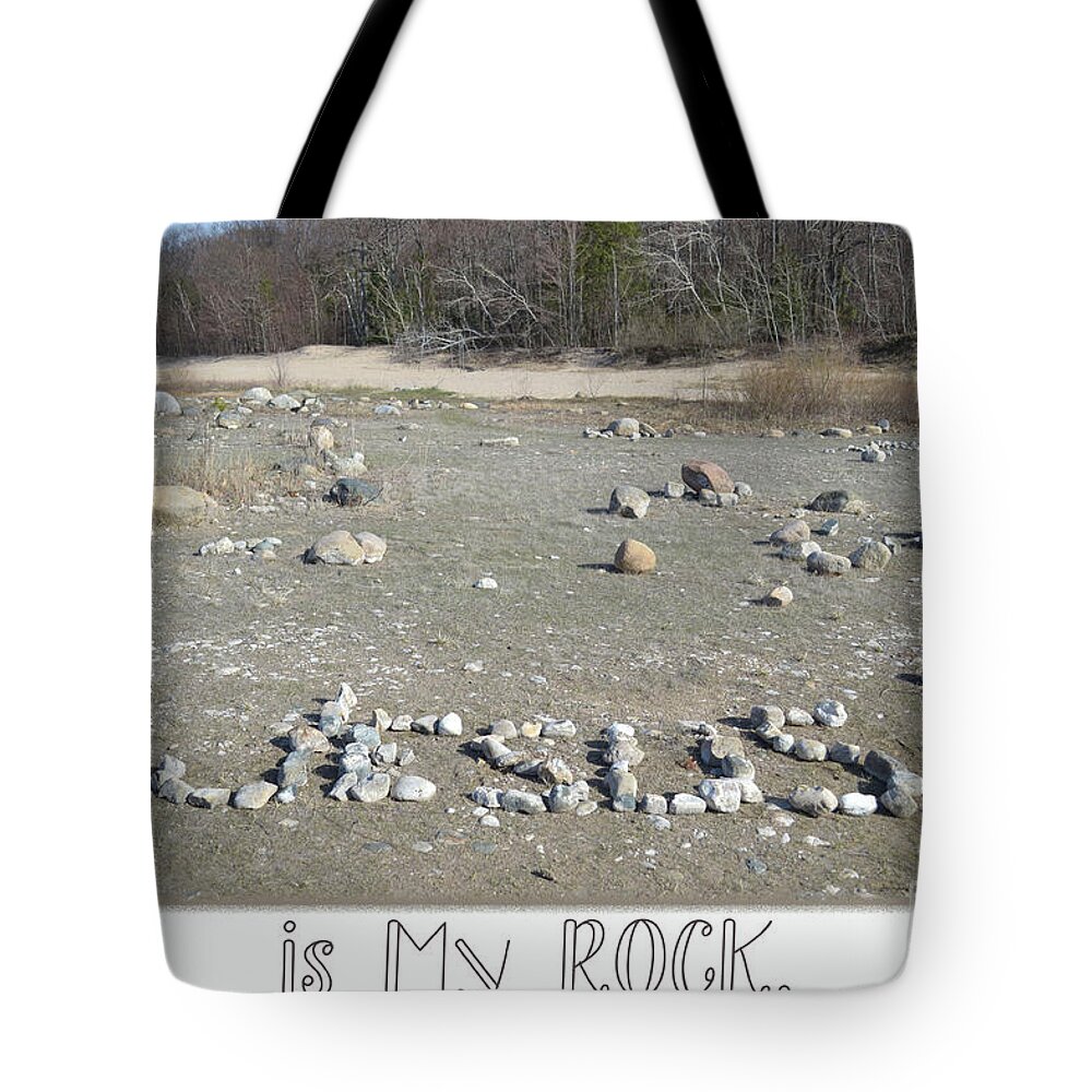  Tote Bag featuring the mixed media My Rock by Lori Tondini