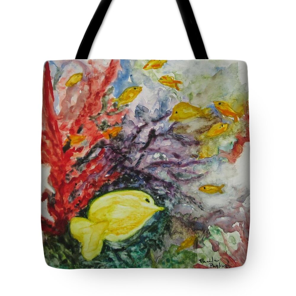 Watercolor Tote Bag featuring the painting My World by Paula Pagliughi