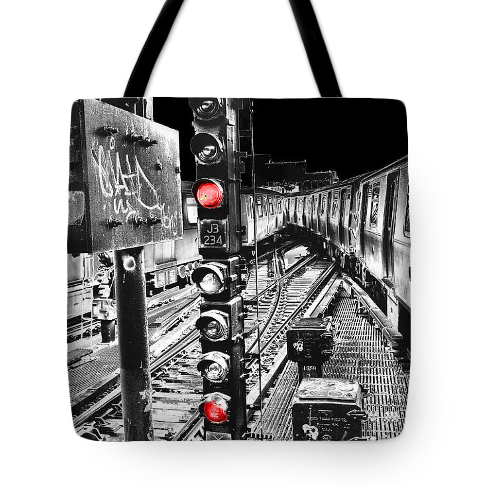 Impression Tote Bag featuring the photograph Myrtle Avenue Crossover - A New York City Subway Impression by Steve Ember