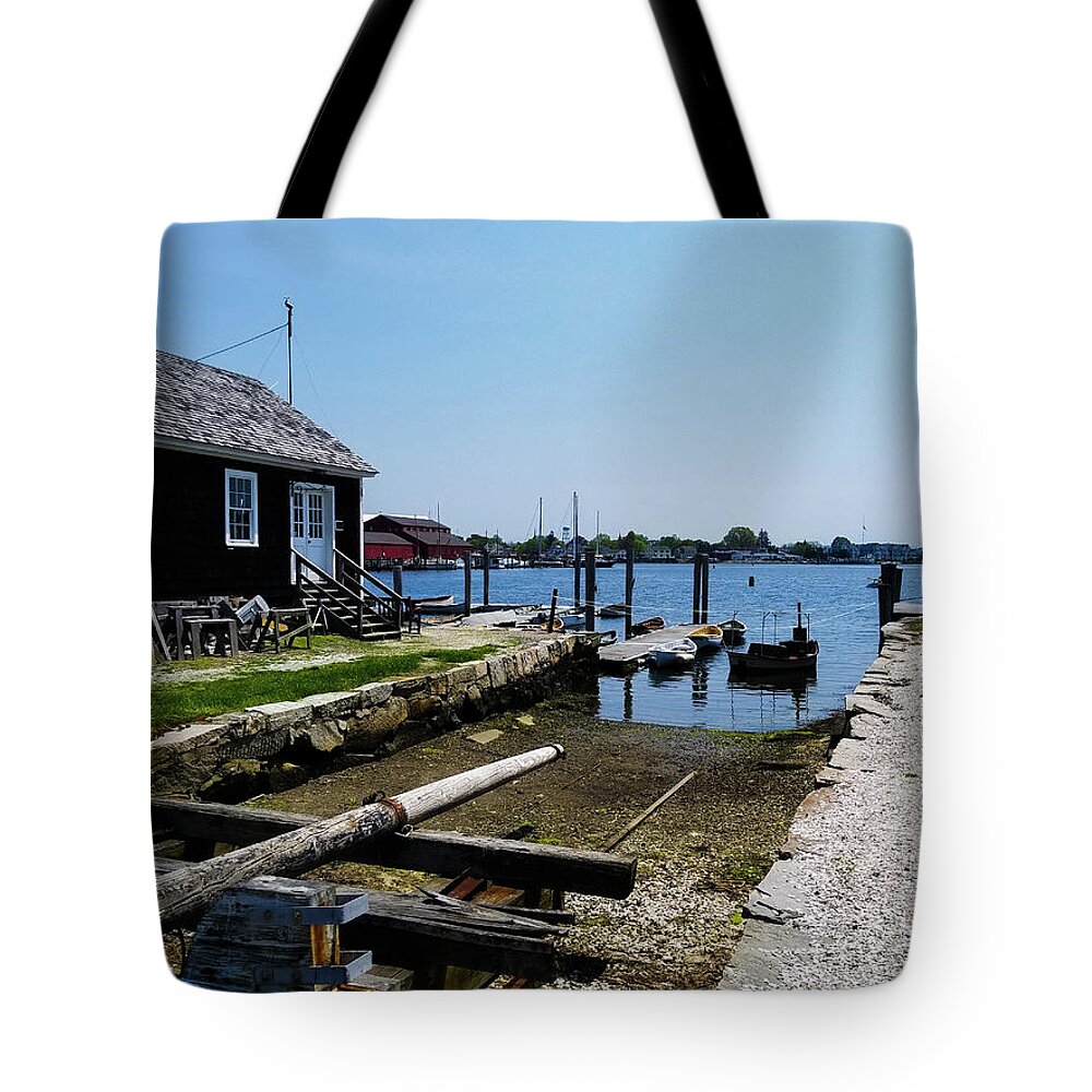 Mystic Seaport Tote Bag featuring the photograph Mystic Seaport Architecture by Elizabeth M