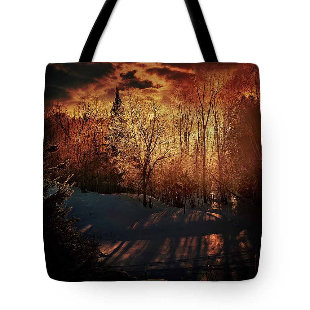 Mystic Sunset Tote Bag featuring the photograph Mystic Sunset by Gwen Gibson