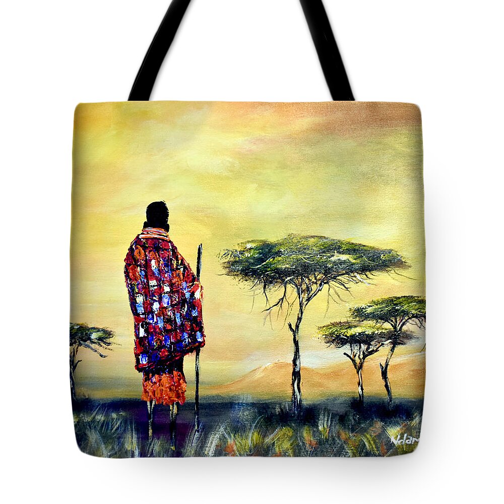 Africa Tote Bag featuring the painting N-214 by John Ndambo