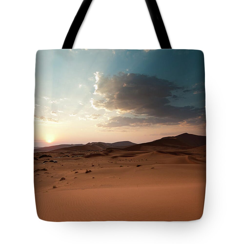 Scenics Tote Bag featuring the photograph Namib Desert Scene At Sunrise by Subman