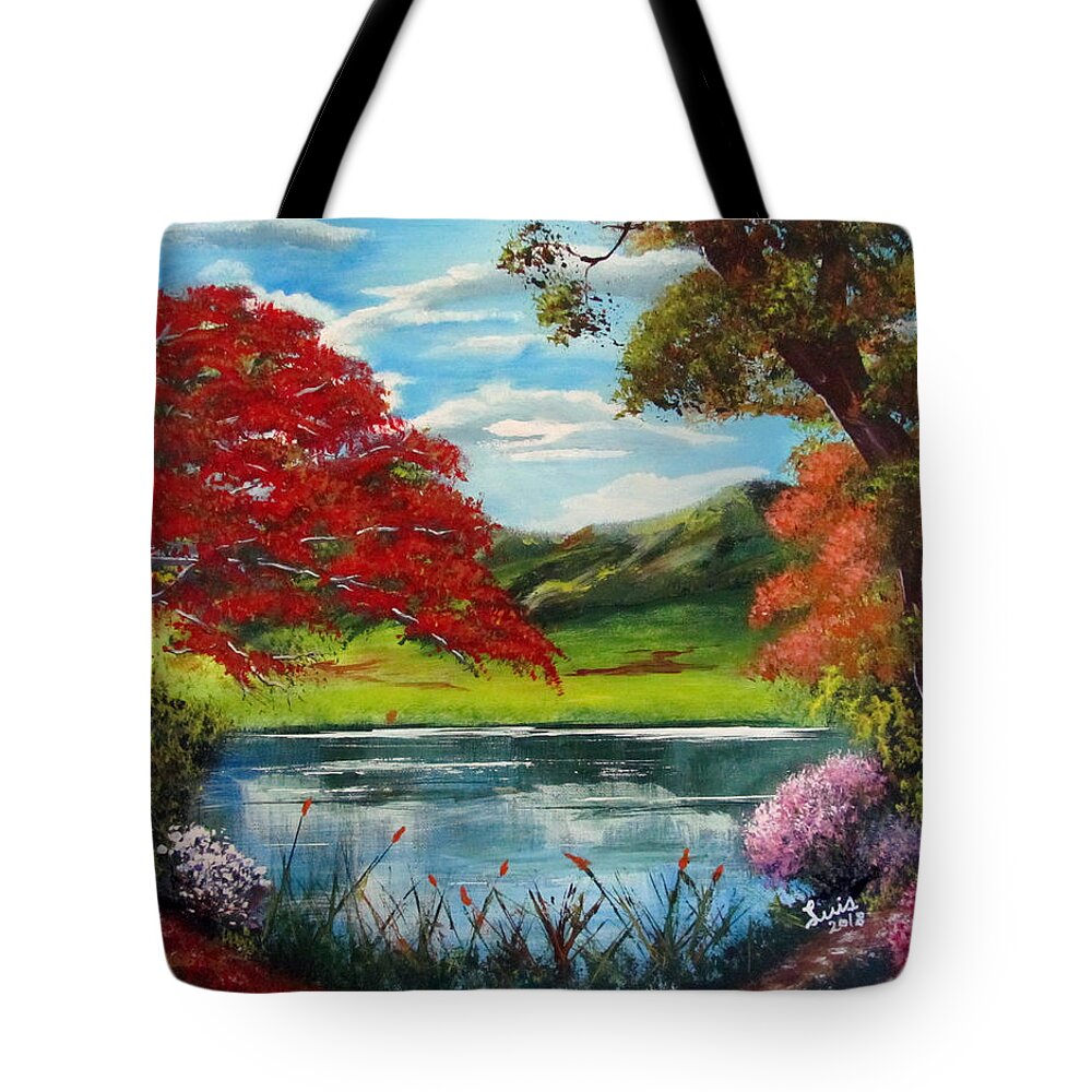 Flamboyant Tote Bag featuring the painting Nature's Colors by Luis F Rodriguez