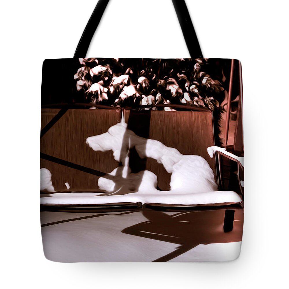 Snow Tote Bag featuring the digital art Natures Snow Art by Sandra J's