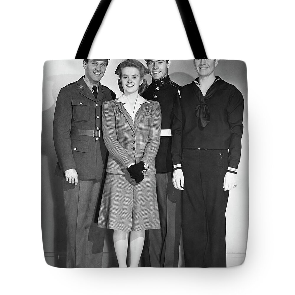 People Tote Bag featuring the photograph Navy, Marine, Army Officers by George Marks