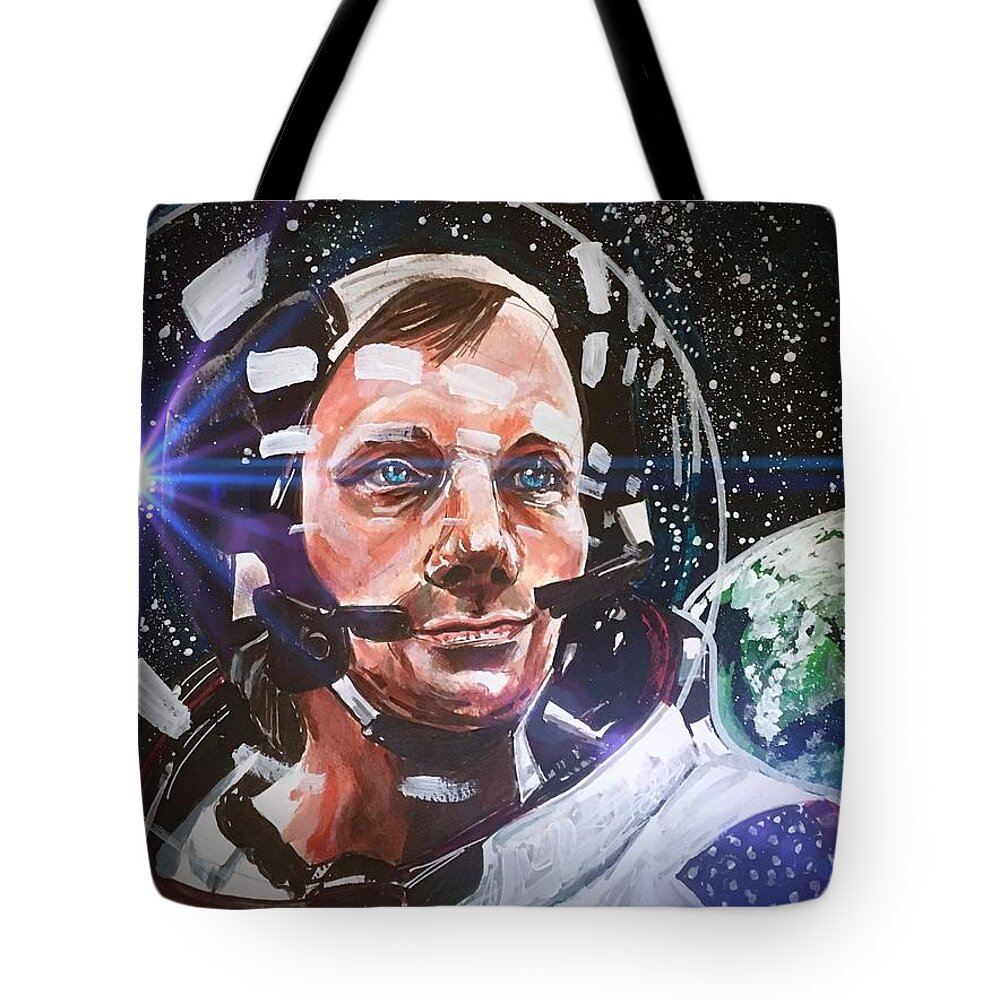 Neil Armstrong Tote Bag featuring the painting Neil Armstrong by Joel Tesch