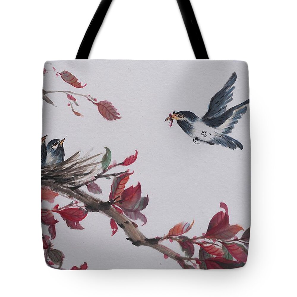 Chinese Watercolor Tote Bag featuring the painting Motherly Heart by Jenny Sanders