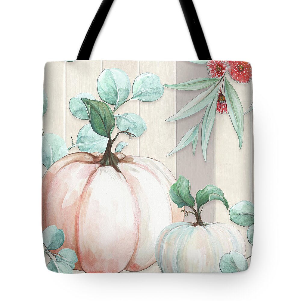 Harvest Tote Bag featuring the digital art Neutral Harvest On Wood II by Diannart