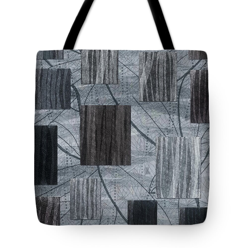 Leaves Tote Bag featuring the digital art Neutral Toned Leaf Square Print by Sand And Chi