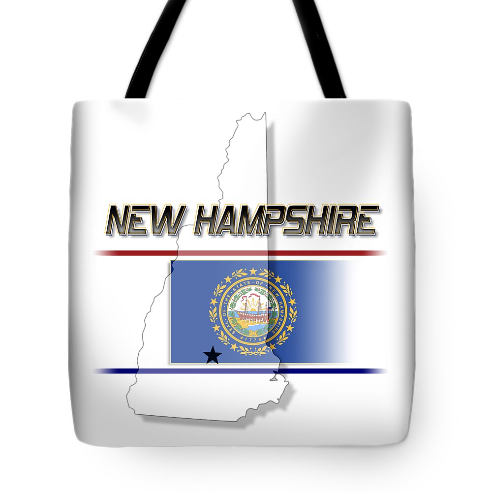 New Hampshire Tote Bag featuring the digital art New Hampshire Horizontal Print by Rick Bartrand