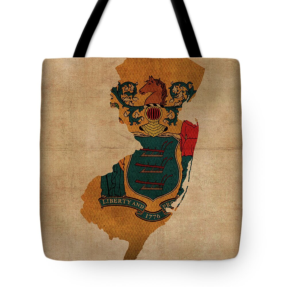 New Jersey State Flag Map Founded Date Tote Bag