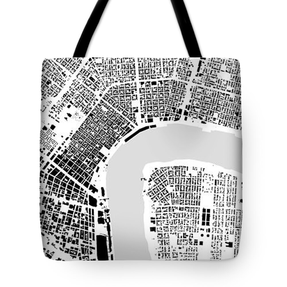 City Tote Bag featuring the digital art New Orleans building map by Christian Pauschert