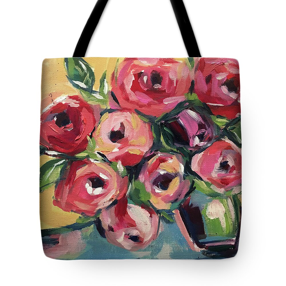 Roses Tote Bag featuring the painting New Roses by Roxy Rich