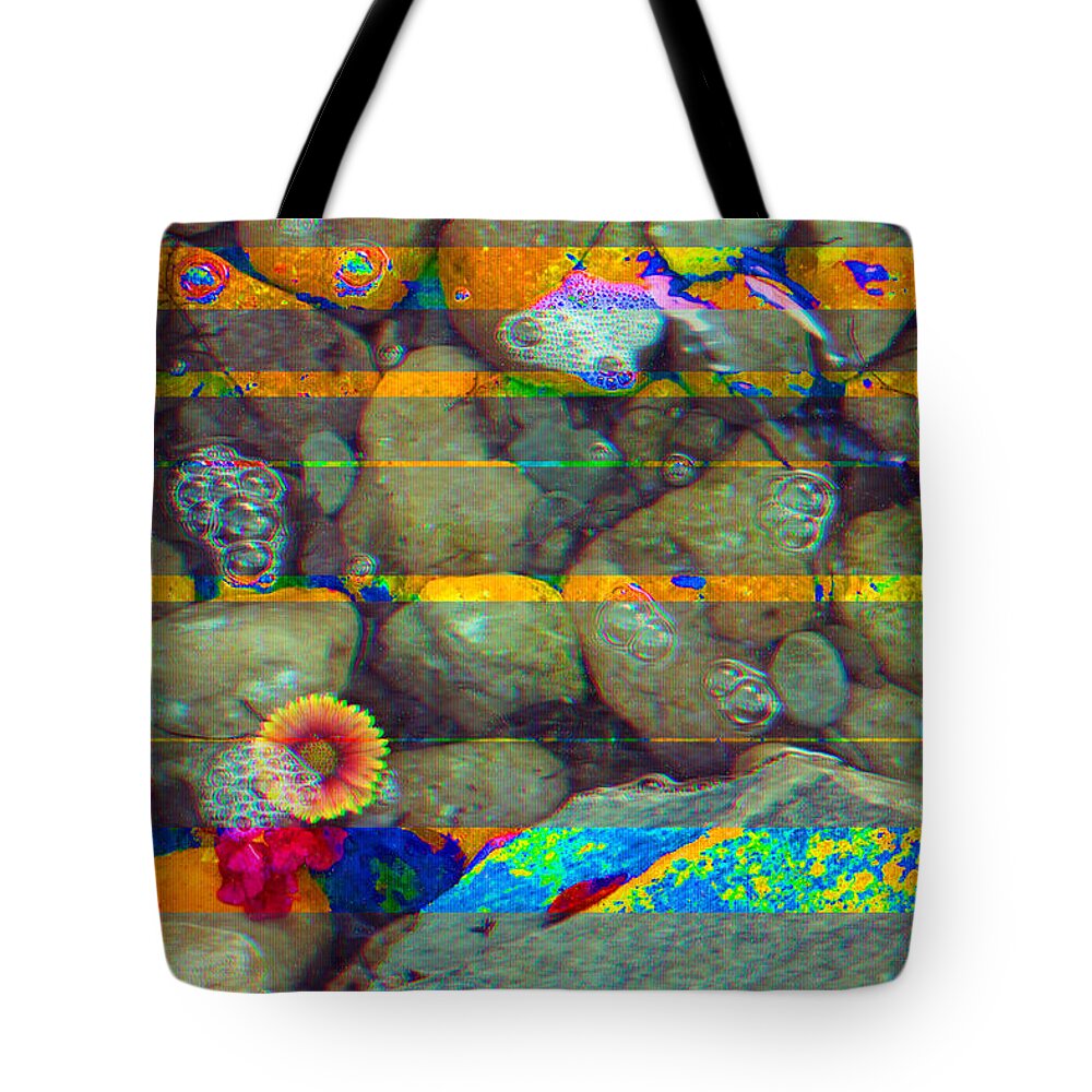 Stones Tote Bag featuring the mixed media Rickin' Out by Andrew Jenkins