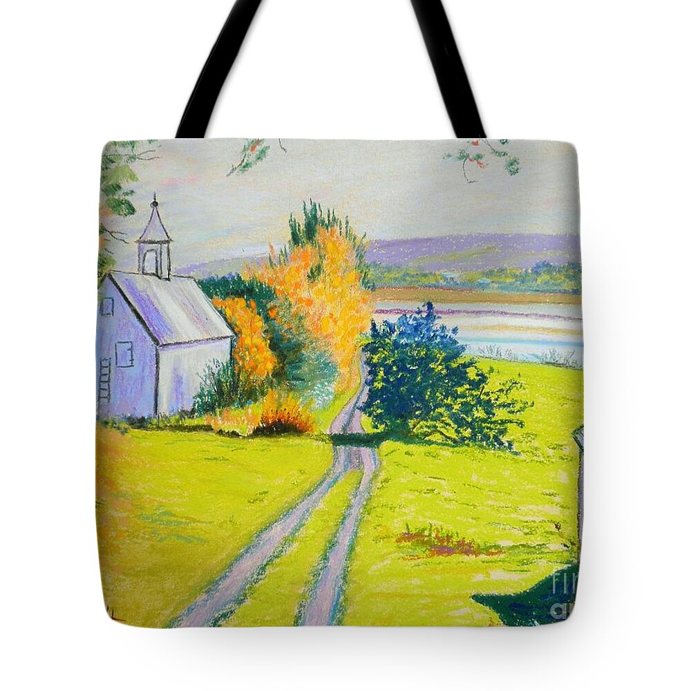 Pastel Tote Bag featuring the pastel Newport Landing by Rae Smith PAC