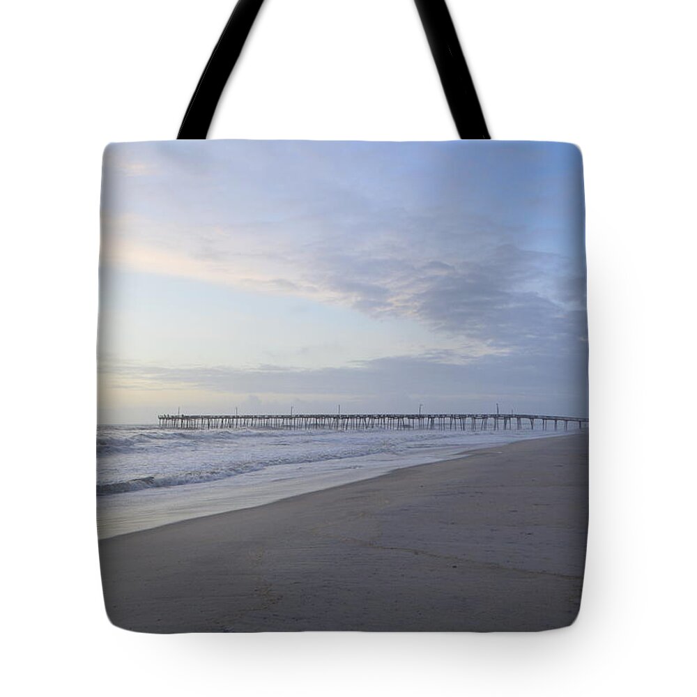 Obx Sunrise Tote Bag featuring the photograph NH Fishing Pier 8/27/19 by Barbara Ann Bell
