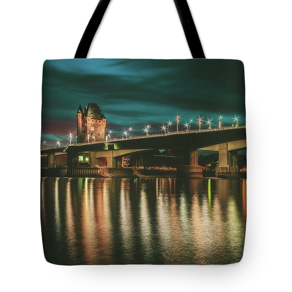 Worms Tote Bag featuring the photograph Nibelungenturm Worms at Night by Marc Braner