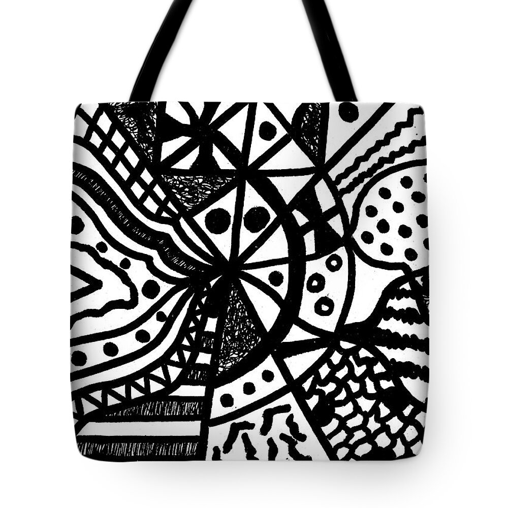 Original Art Tote Bag featuring the drawing Night And Day 10 by Susan Schanerman